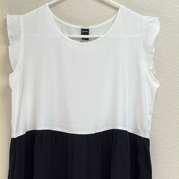 SHEIN White/Black Colorblock Leopard Patchwork Doll Dress, Size Small, Cowgirl - Picture 2 of 13